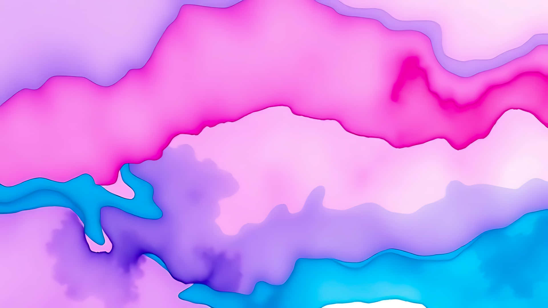 帶有流動粉紅色、紫色和青色水彩層的抽象數位藝術作品 — Pastel 壁紙