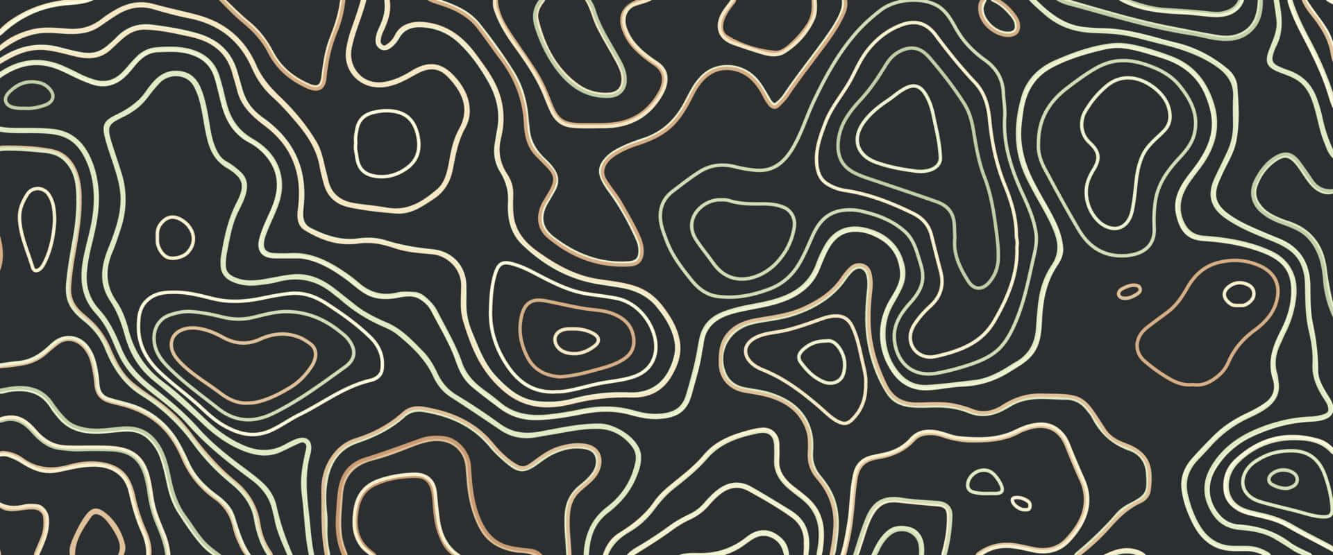  壁紙 — 抽象地形圖案，在深色背景上帶有發光的等高線。