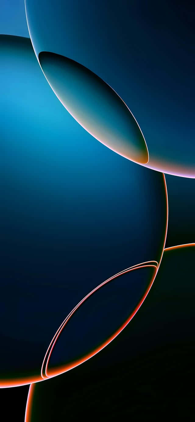  壁紙 — 抽象數位藝術作品，以發光的藍色和橙色彎曲形狀為特色，背景為深色漸變。
