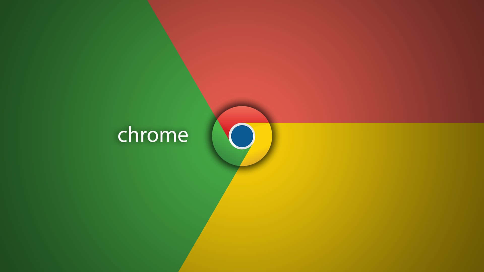 Chrome 桌布 壁紙 — Chrome 標誌居中於充滿活力的幾何背景，帶有綠色、紅色和黃色漸變。