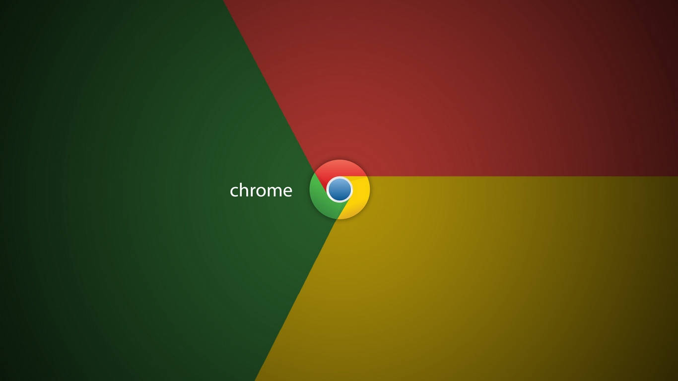 Chrome 桌布 壁紙 — Chrome 標誌居中於綠色、紅色和黃色的三色背景上，帶有柔和漸變。