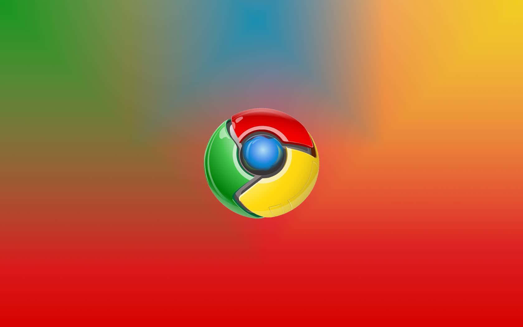 Chrome 桌布 壁紙 — Chrome 瀏覽器標誌居中於由綠色漸變至紅色的鮮豔漸變背景上。