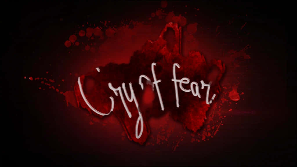  壁紙 — 「City of Fear」這幾個字在深紅色濺灑背景上以白色字體發光。