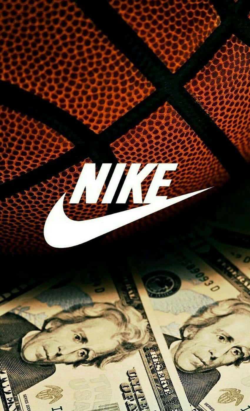 Nike標誌在籃球和美元鈔票上 — Nike 節奏籃球 壁紙