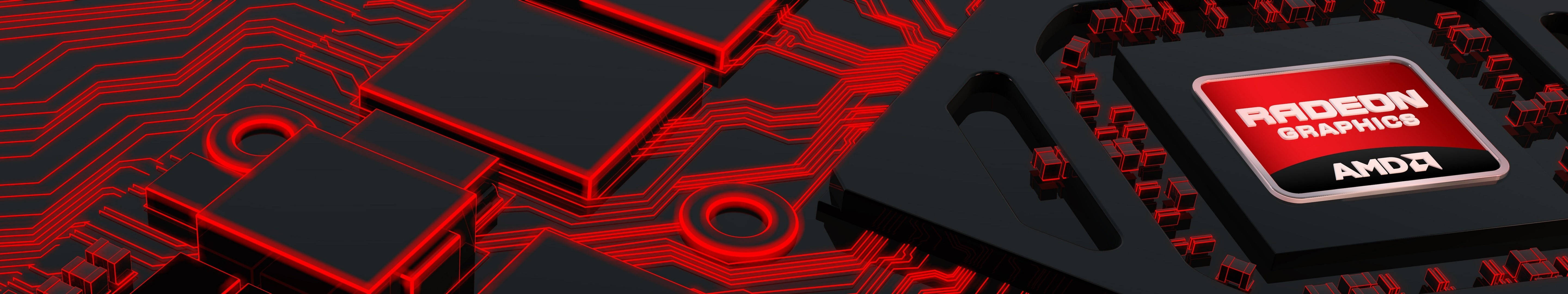 紅色和黑色AMD Radeon顯示卡電路板特寫。 — Amd 壁紙