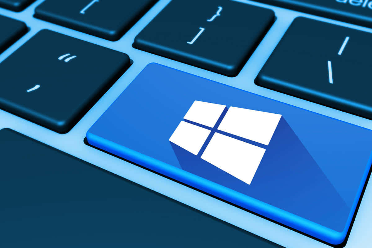 帶有藍色照明的電腦鍵盤上的Windows標誌鍵。 — Microsoft Teams 壁紙