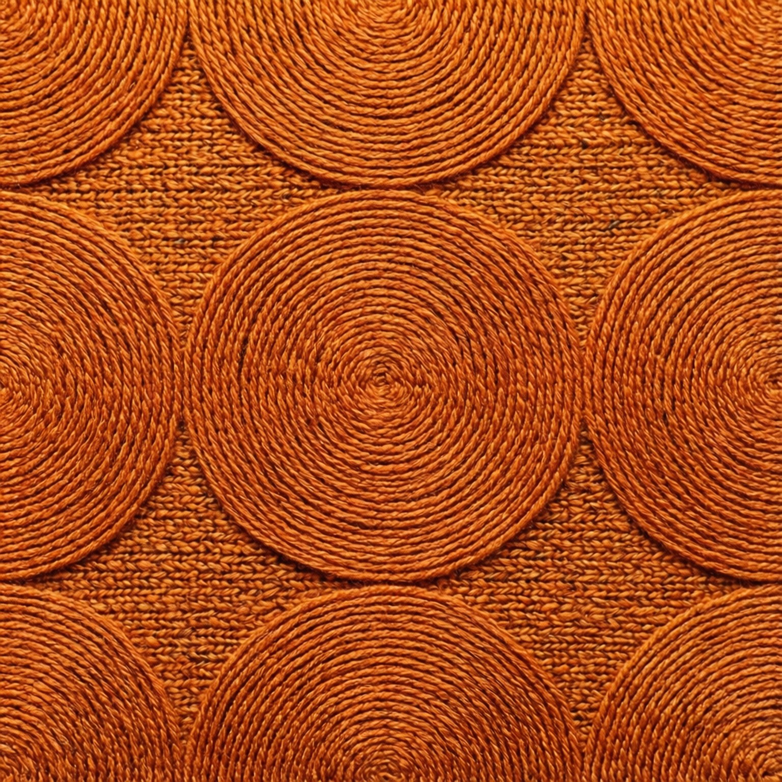 Textile Orange Circle 壁紙 — 特寫一個有紋理的橙色地毯，上面有同心圓圖案編織成辮狀織物表面。