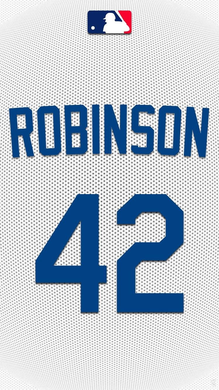 白色棒球衣，帶有藍色名字 Robinson 和號碼 42。 — MLB 壁紙