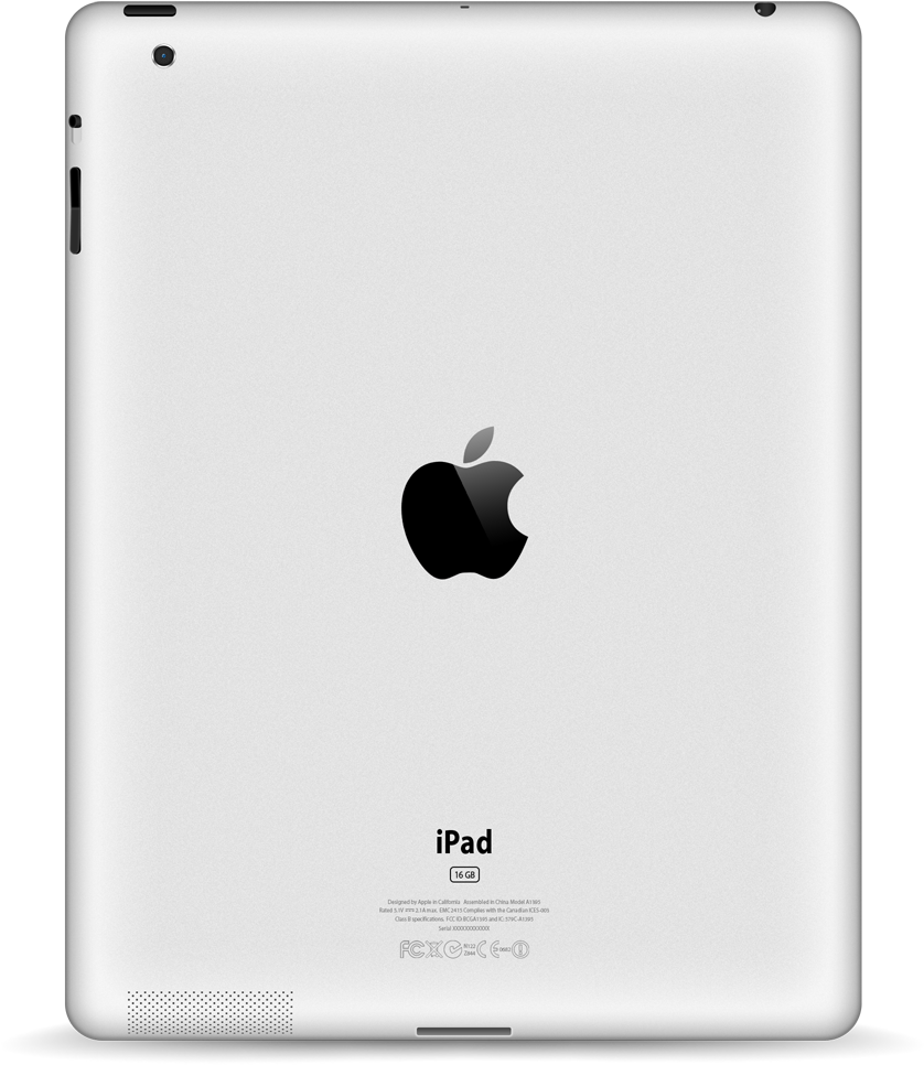 白色Apple iPad背面，帶有黑色標誌和16GB標籤。 — iPad 壁紙