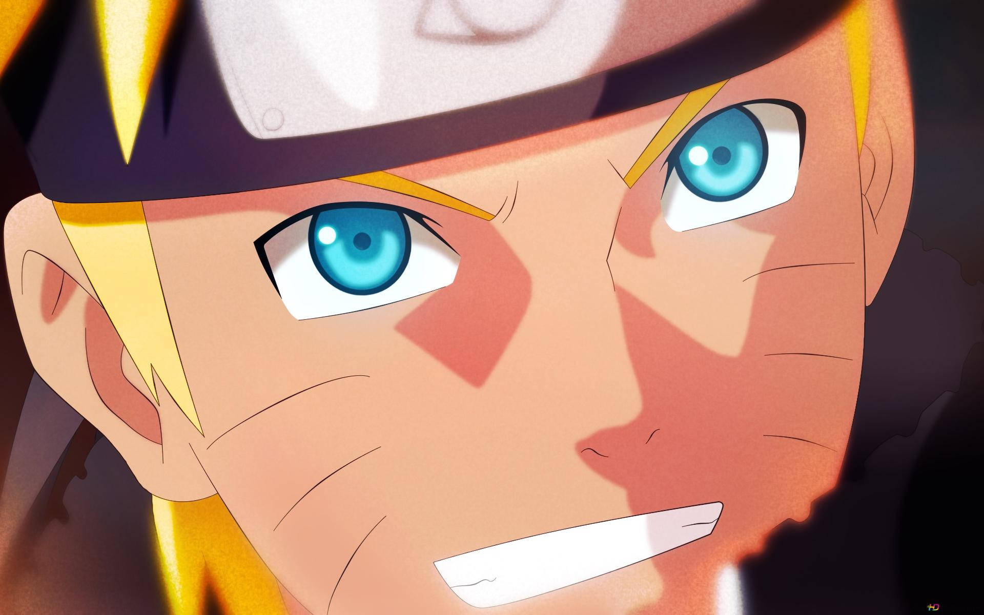 動畫角色漩渦鳴人，表情堅定，藍色眼睛。 — 酷 naruto 壁紙