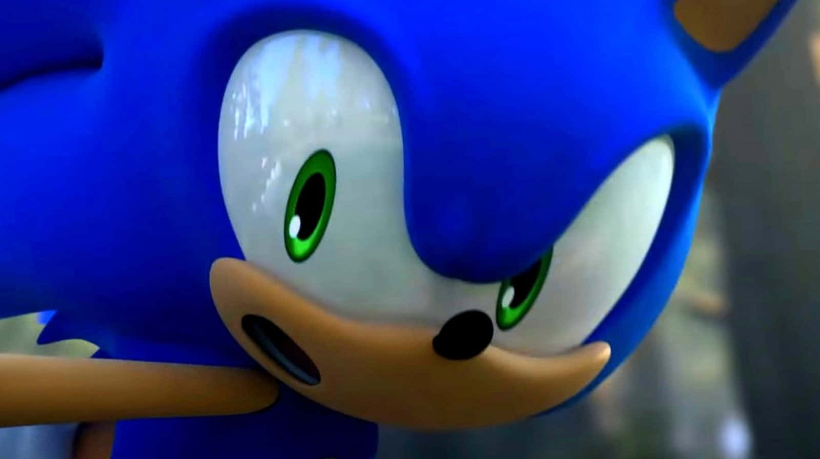 索尼克 桌布 壁紙 — Sonic the Hedgehog 的特寫，有強烈的綠色眼睛和堅定的表情。