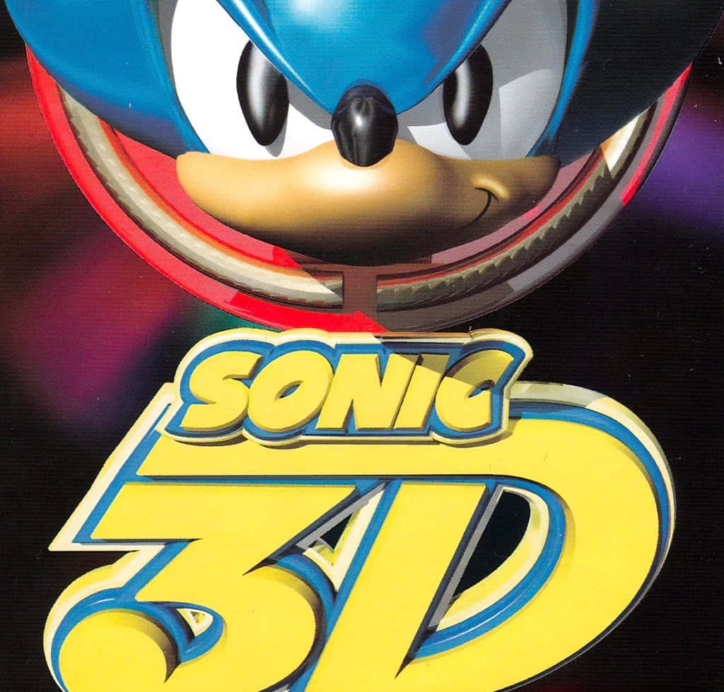 Sonic 3d Blast 桌布 壁紙 — Sonic the Hedgehog 臉部特寫，寬闊笑容被紅色圓環框住，上方有粗體黃色3D標題文字。
