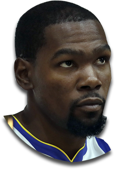 身穿勇士隊球衣的籃球運動員凱文·杜蘭特，神情專注。 — NBA 壁紙