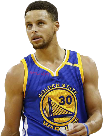 史蒂芬·柯瑞身穿金州勇士隊球衣，手持籃球。 — NBA 壁紙