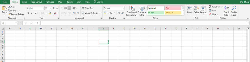 Microsoft Excel 試算表，包含功能區和反白的儲存格 — Microsoft 壁紙