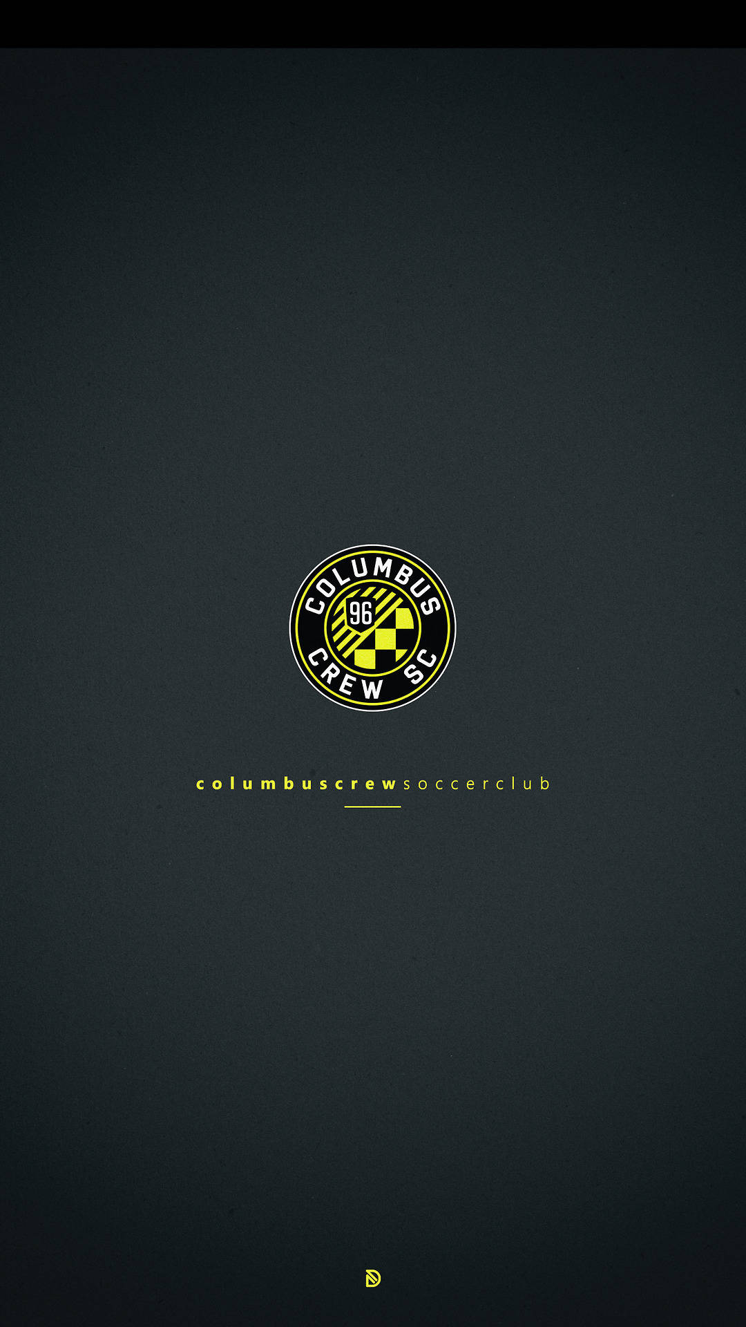 運動 桌布 壁紙 — Columbus Crew SC 標誌以亮黃色呈現於深色紋理背景上，下方附有球隊名稱。