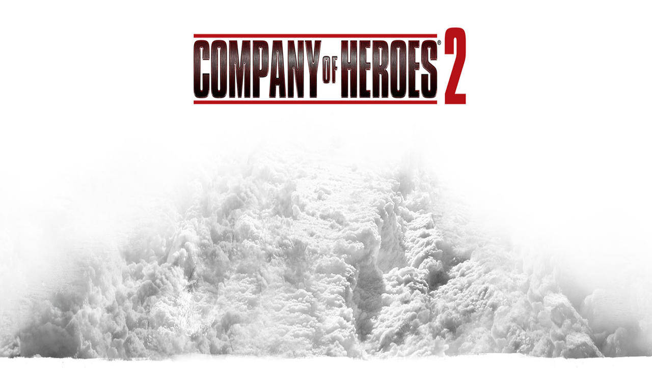heroes 桌布 壁紙 — Company of Heroes 2 標誌從煙霧和雪花旋轉的戰場中浮現，背景為純白色。