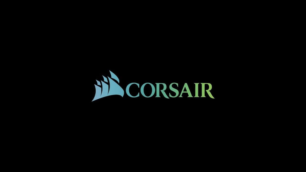海盜船 桌布 壁紙 — Corsair 標誌，帶有漸層青綠色的風格化船隻圖示，位於純黑色背景上。