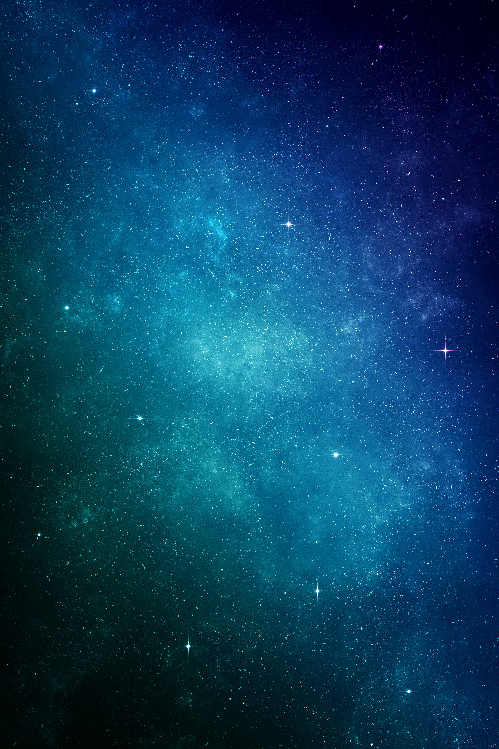 iPhone 桌布 壁紙 — 深藍色和藍綠色星雲的宇宙廣闊空間，點綴著閃爍的星星，映襯著黑暗的虛空。