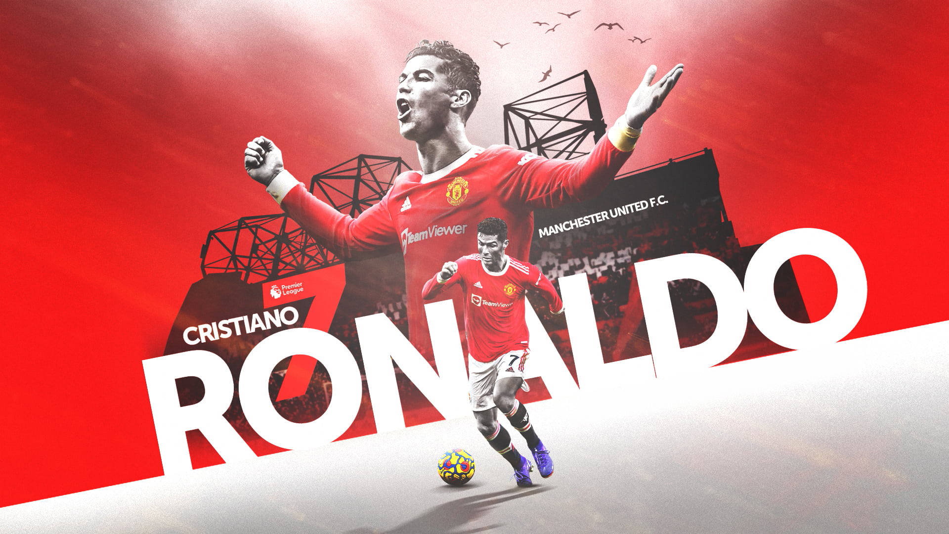 Cristiano Ronaldo 身穿曼聯球衣高舉雙臂慶祝。 — 克里斯蒂亞諾·羅納度 曼聯 壁紙