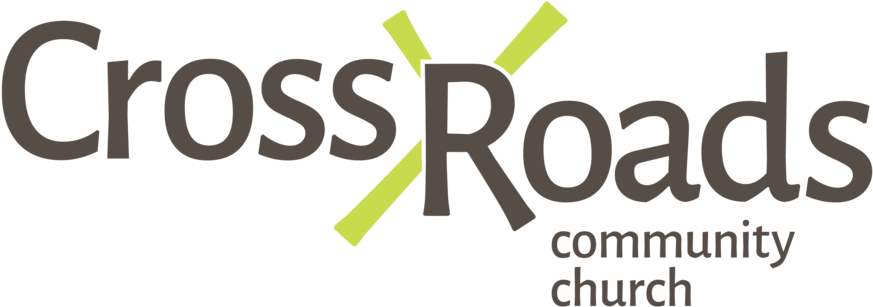 Crossroad 桌布 壁紙 — CrossRoads community church 的極簡標誌，灰色文字和亮綠色十字路口符號。