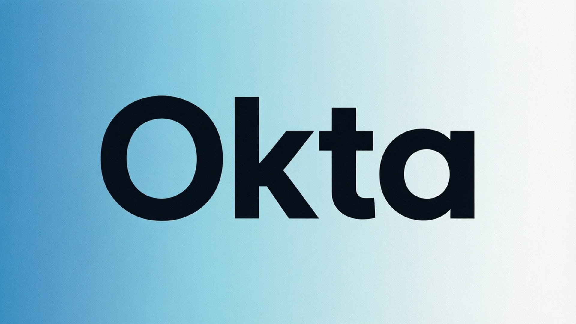 在藍色漸變背景上以黑色文字顯示的 Okta 標誌。