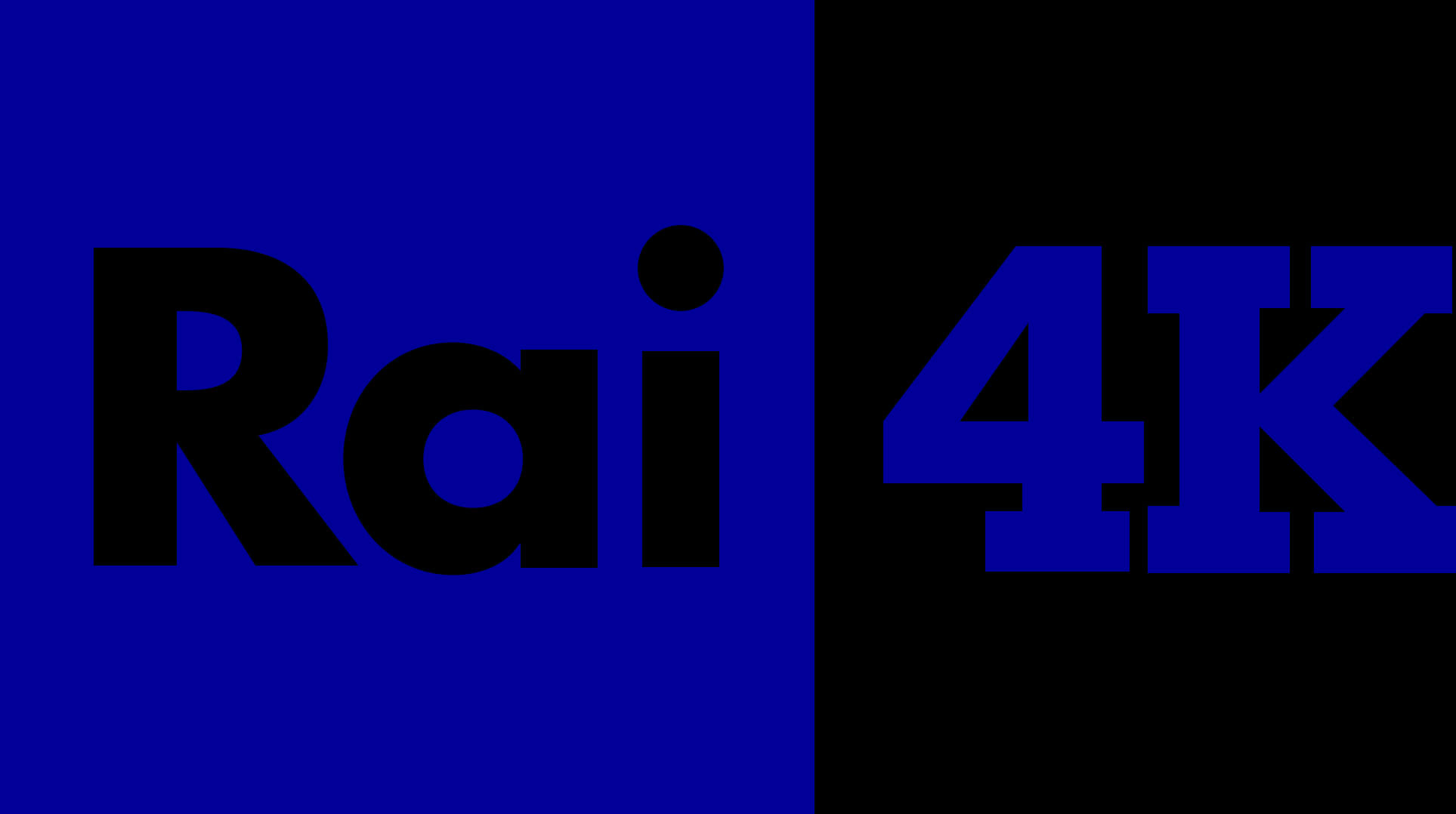 藍黑分屏，帶有大膽無襯線字體的Rai 4K標誌。 — 4K 壁紙