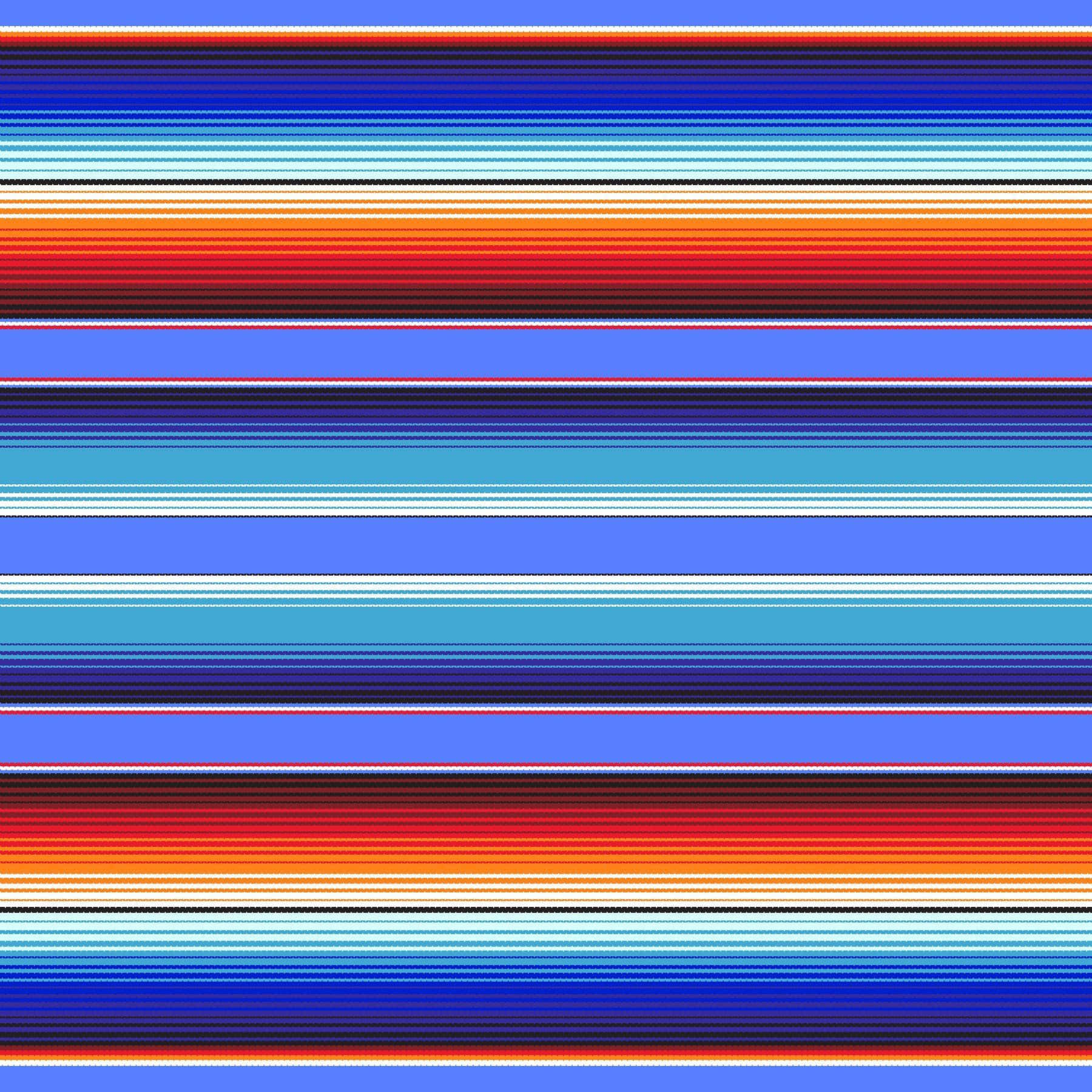 Serape 桌布 壁紙 — 大膽的藍色、紅色和橙色的鮮豔橫條紋，創造出充滿活力的多彩圖案。