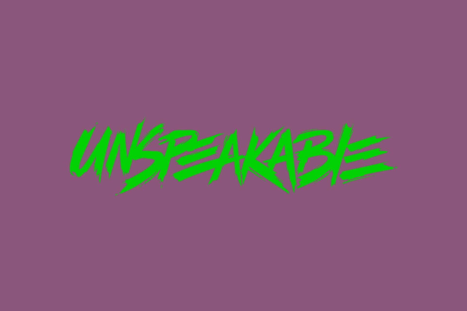  壁紙 — 大膽的綠色塗鴉風格文字拼出「UNSPEAKABLE」，在純色紫紅色背景上脫穎而出。
