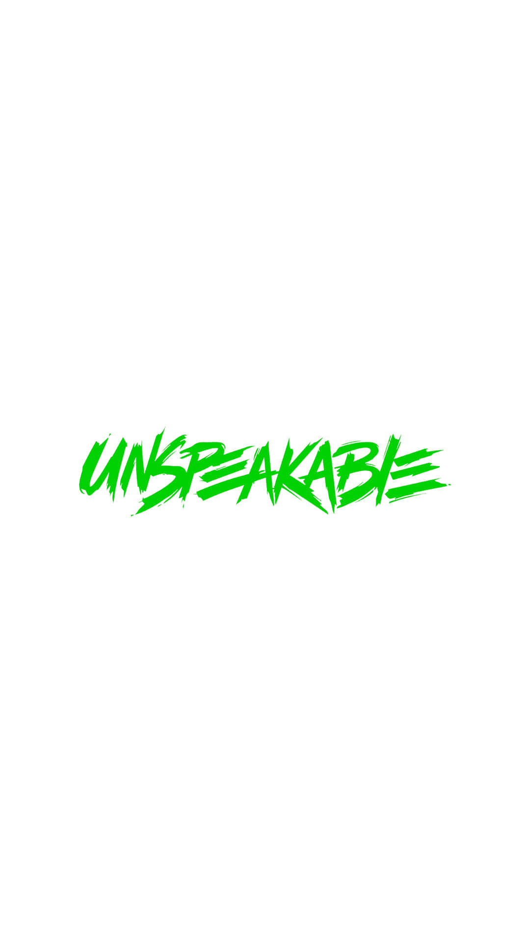  壁紙 — 大膽的綠色塗鴉風格文字，在純白背景中央拼出「UNSPEAKABLE」。