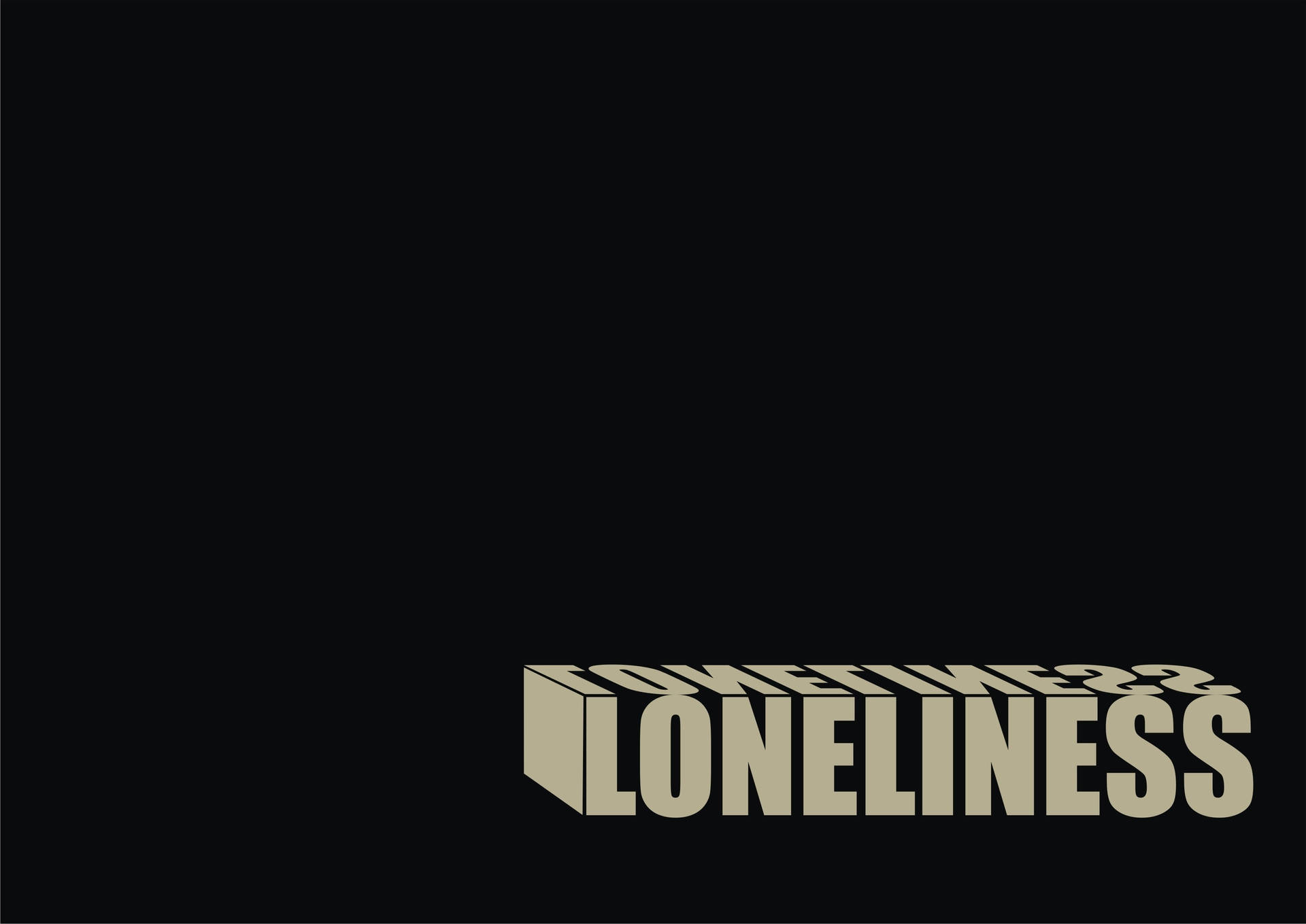 大膽的米色3D文字在黑色背景上顯示孤獨和loneliness22。 — 3D 壁紙