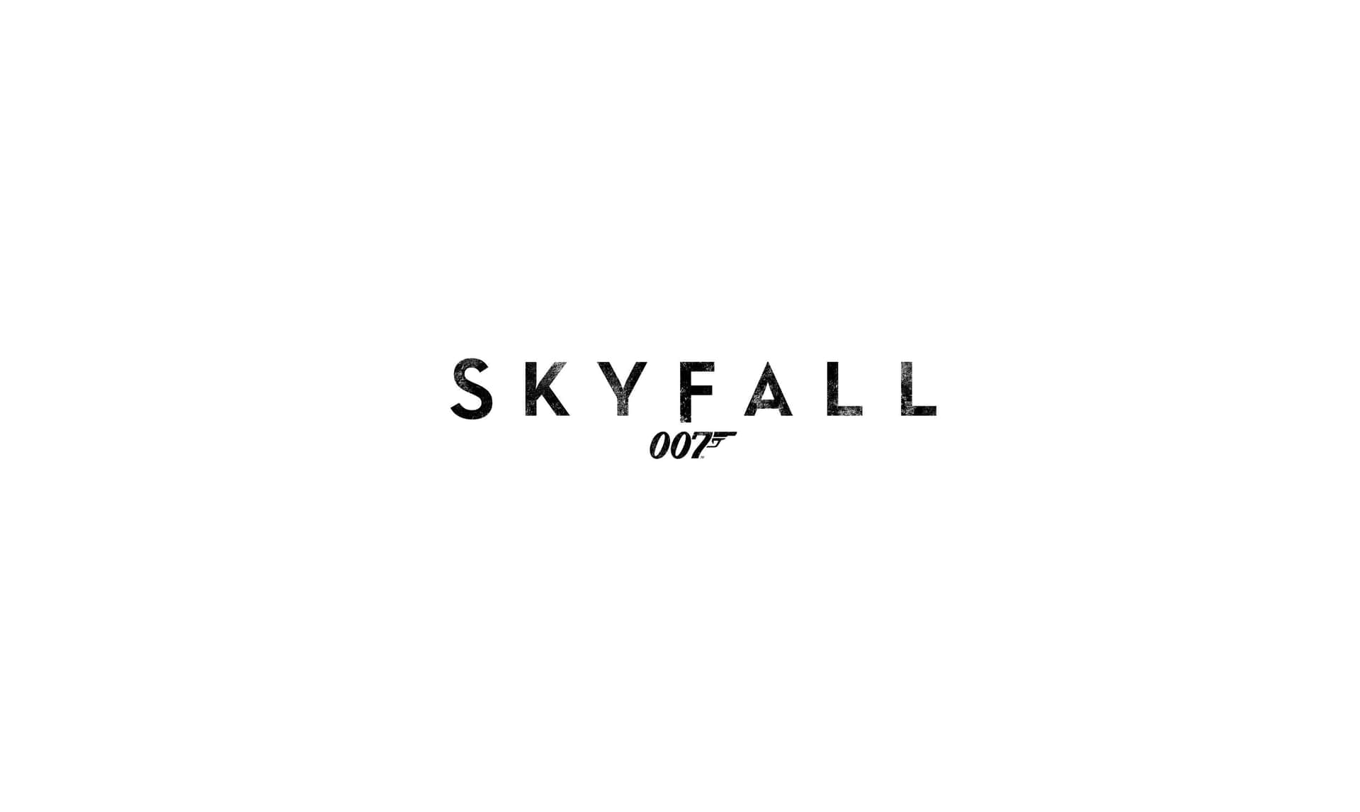  壁紙 — 大膽黑色紋理 'SKYFALL' 標題，'007' 標誌置中於純白背景上。