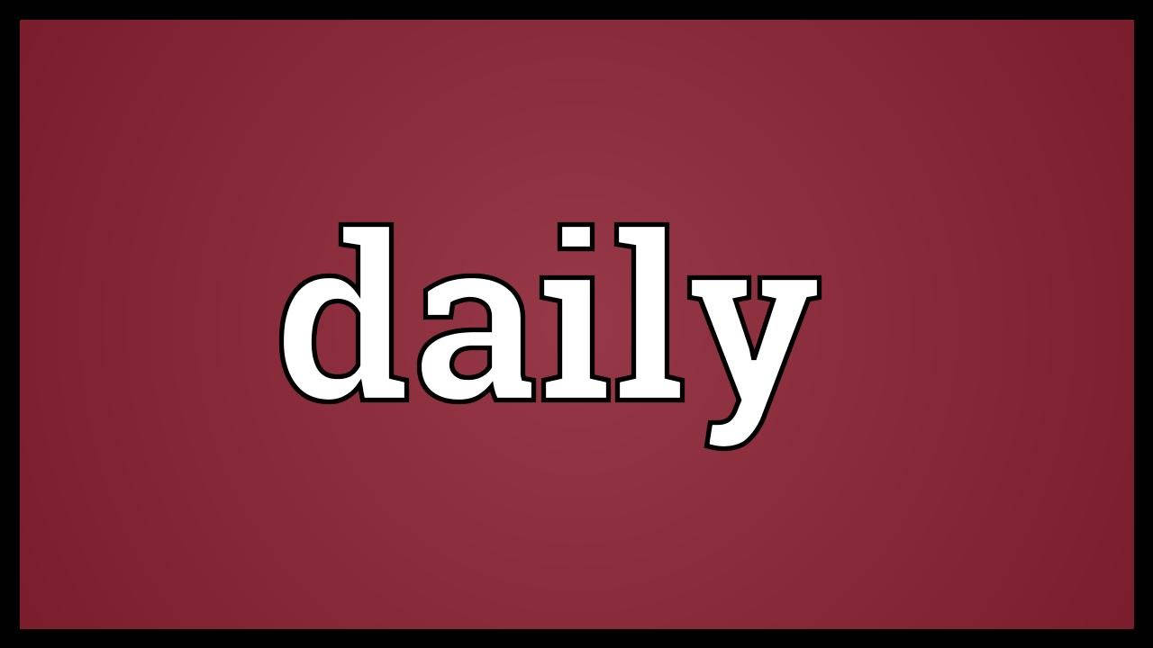 Typography 桌布 壁紙 — 「daily」一詞以粗體白色字母居中顯示在純酒紅色背景上，帶有細黑色邊框。