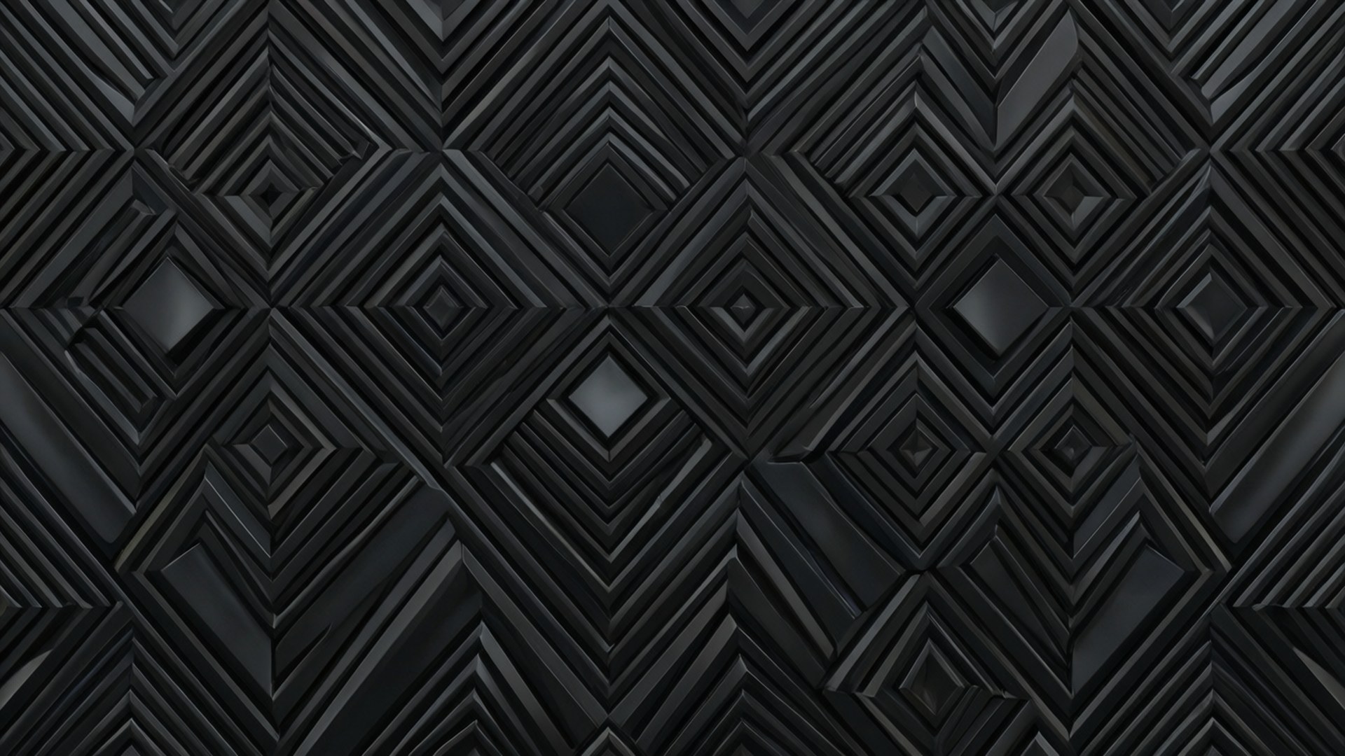 Geometric Diamond Web 壁紙 — 單色黑色壁紙，帶有重複的幾何菱形圖案，營造出紋理3D效果。
