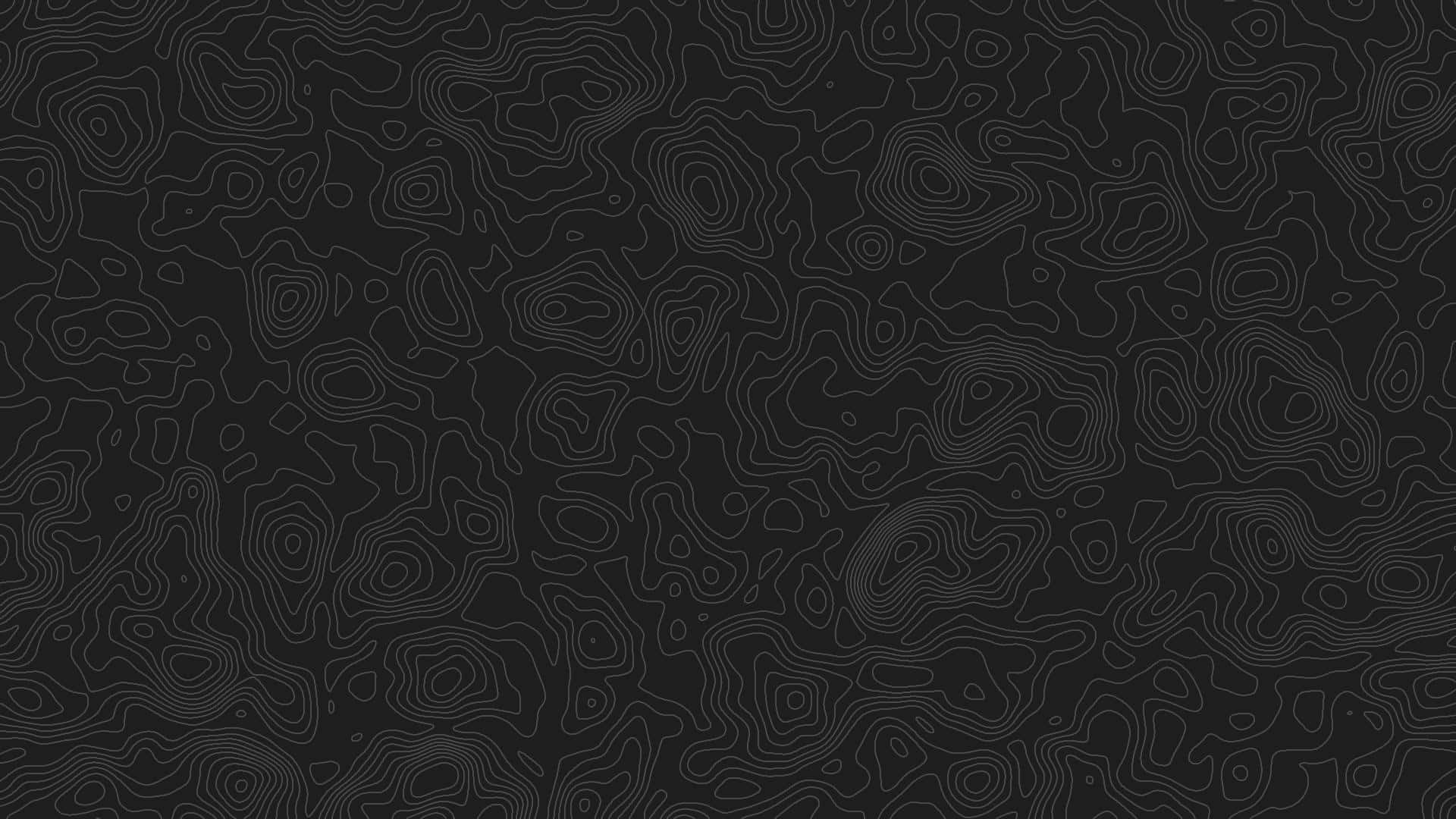  壁紙 — 深色背景，帶有複雜的白色等高線，形成抽象地形圖案。