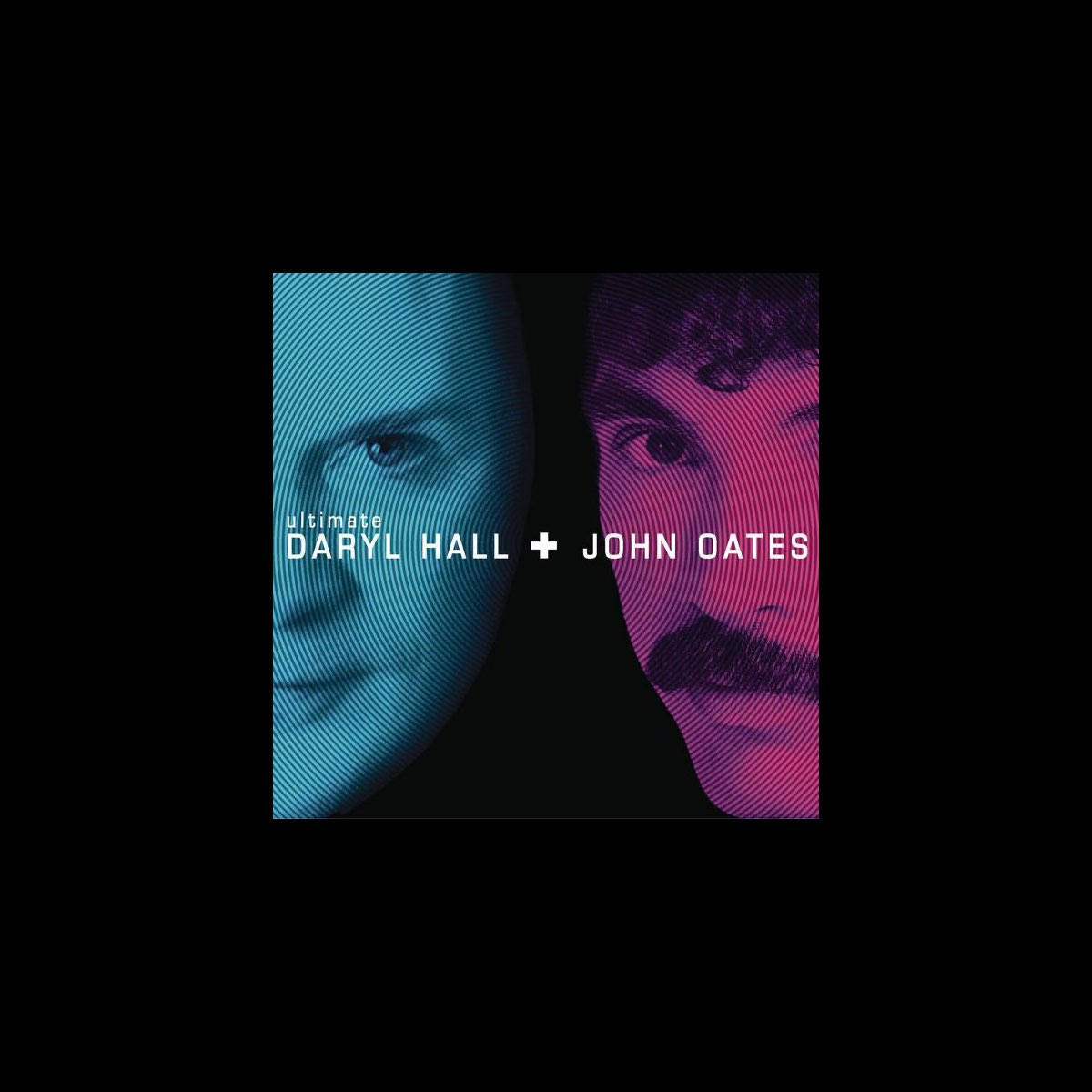 音樂 桌布 壁紙 — Daryl Hall 和 John Oates 的分割肖像，以青色和洋紅色搭配黑色背景上的對角線圖案呈現。