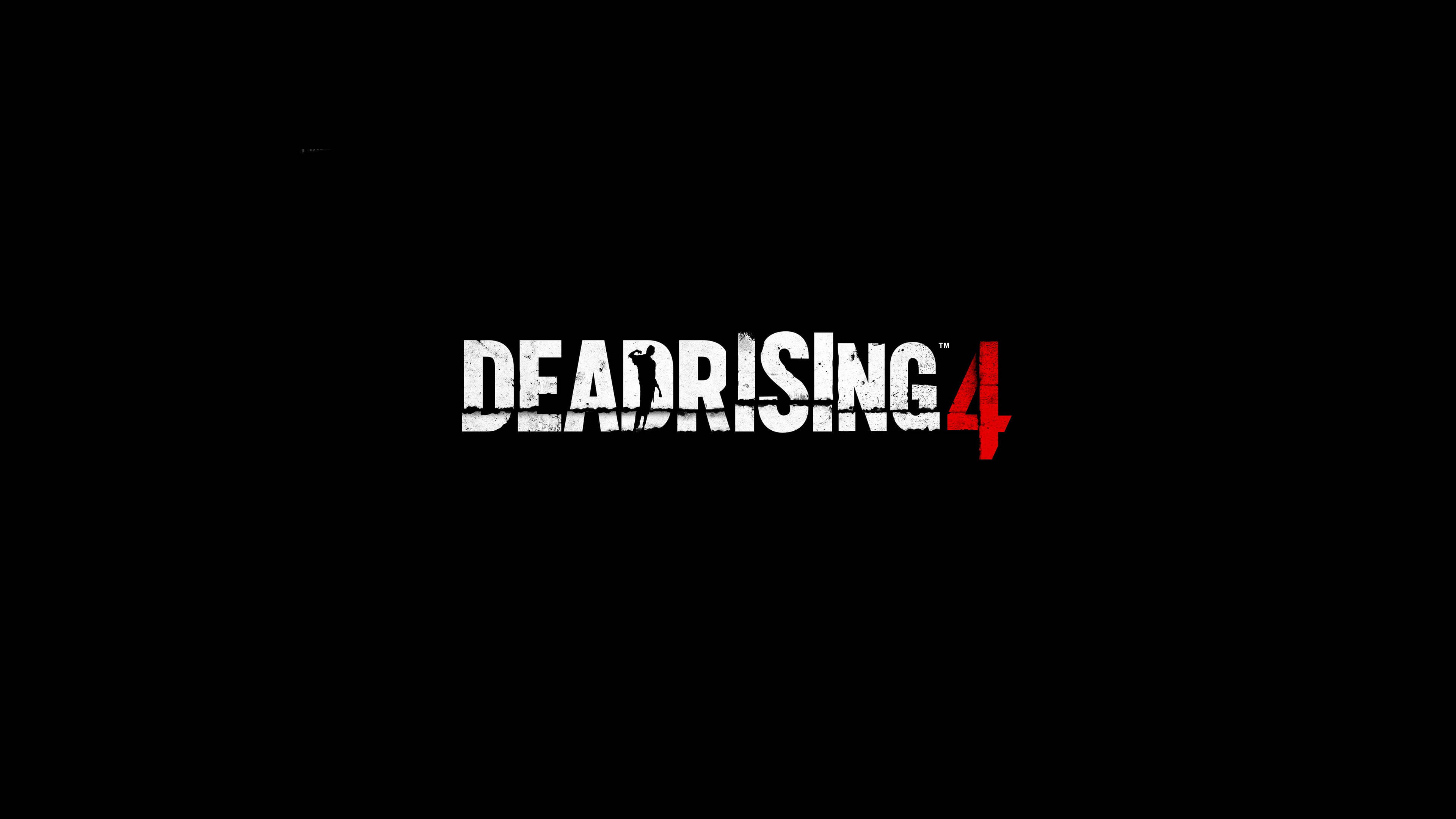 Gaming Logos 桌布 壁紙 — Dead Rising 4 標誌以磨損的白色和紅色文字居中顯示在黑色背景上。