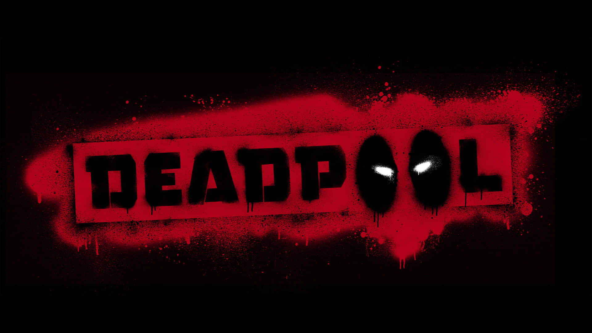 Deadpool 標誌，帶有紅色噴漆和 O 字中發光的眼睛。 — 死侍 壁紙