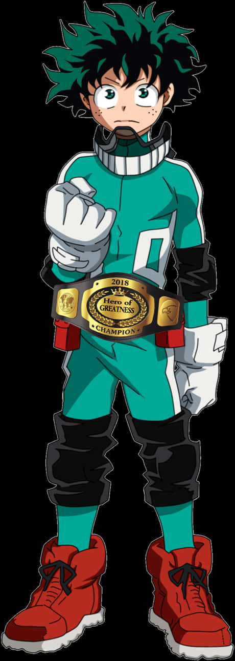 Deku 超級英雄裝束配冠軍腰帶 壁紙