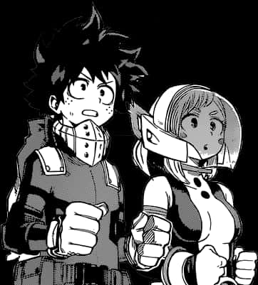 Deku 與 Uraraka 黑白漫畫分鏡 壁紙