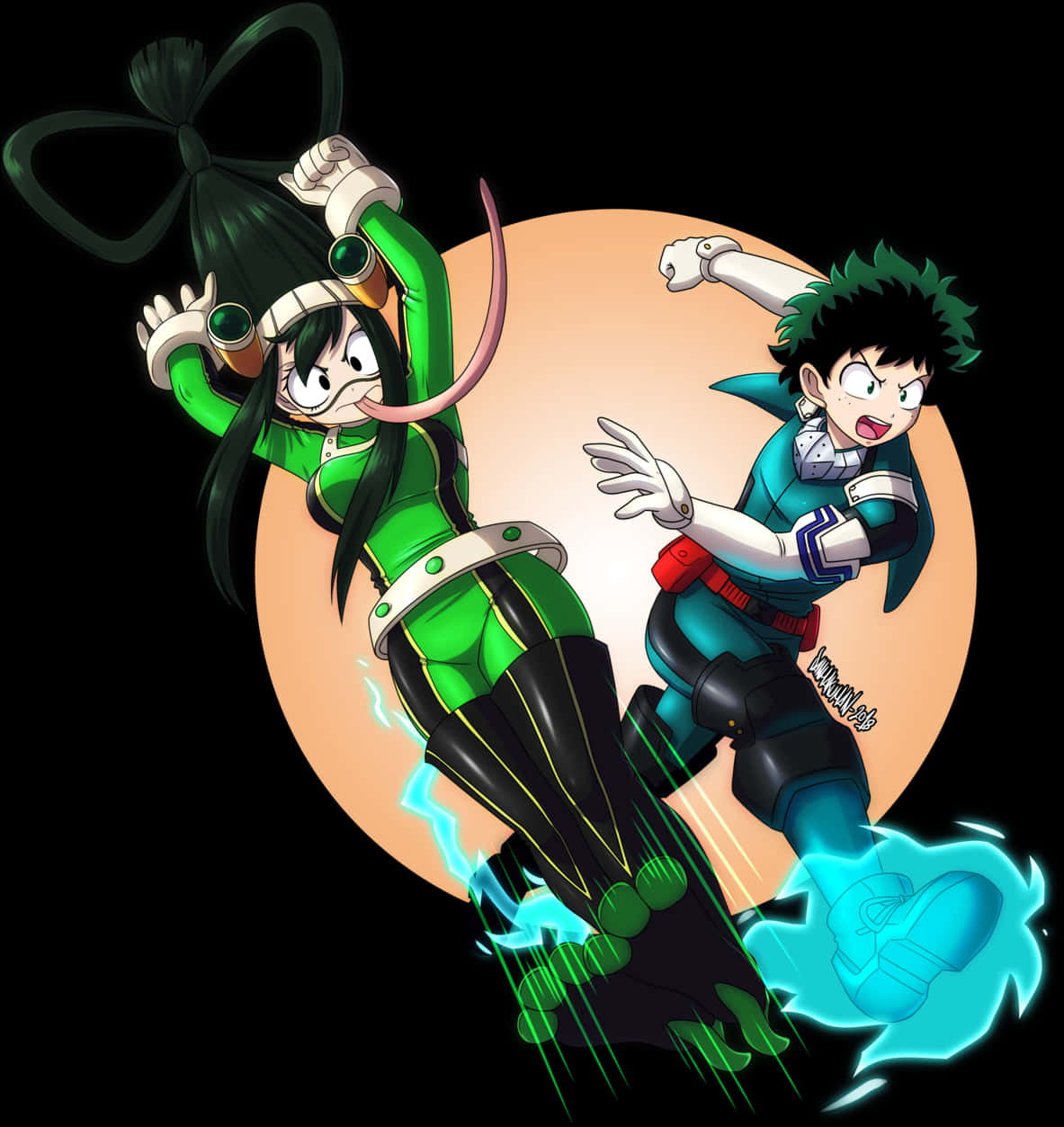 Deku與Froppy的動感姿勢 壁紙