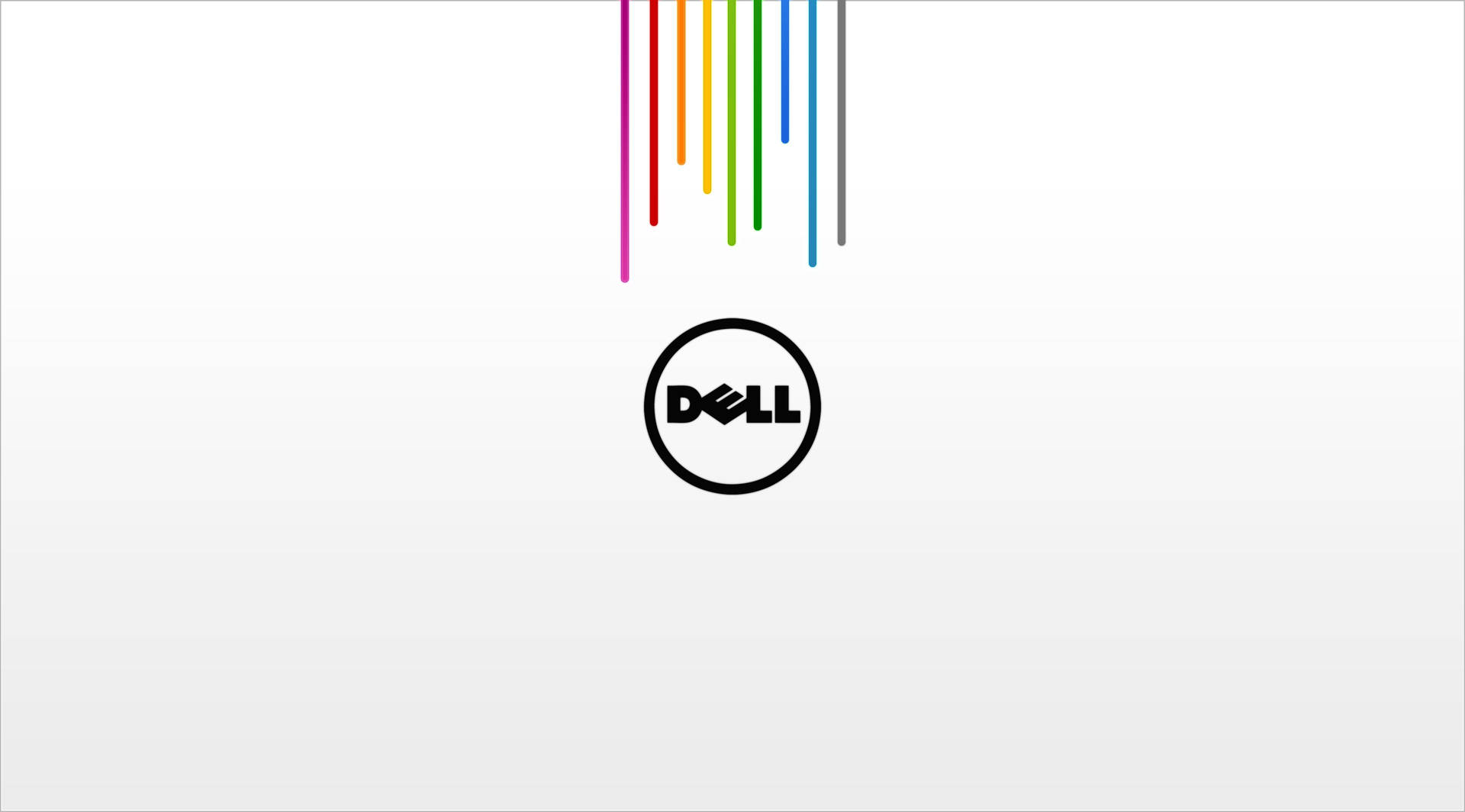 Dell 標誌，彩色線條在淺灰色背景上滴落。 — Dell 壁紙