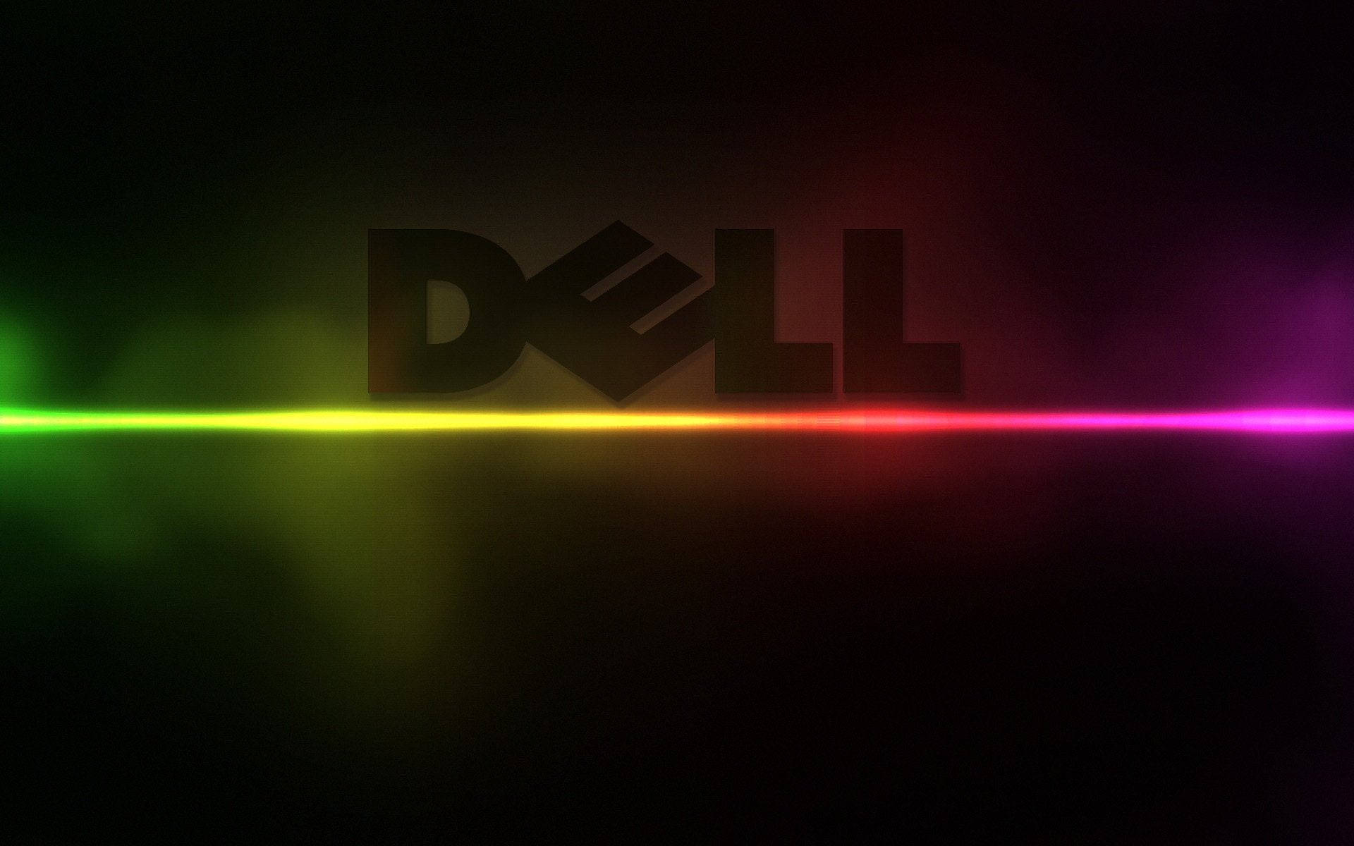 Dell Laptop 桌布 壁紙 — Dell 標誌在深色背景上發出鮮豔的彩虹光暈。