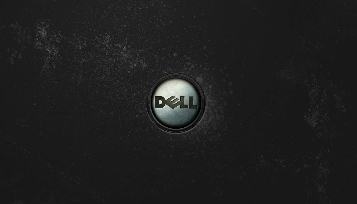 Dell 桌布 壁紙 — Dell 標誌居中於圓形金屬框架內，背景為紋理深灰色。