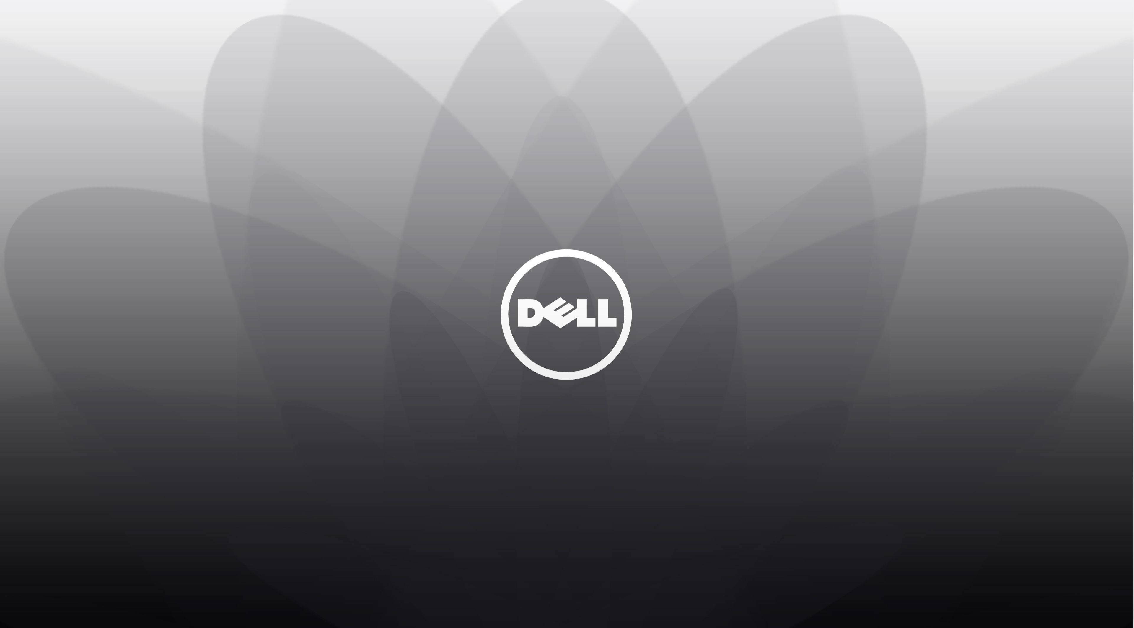 Dell 桌布 壁紙 — Dell 標誌居中於漸變灰色抽象背景上，帶有柔和重疊的花瓣形狀。
