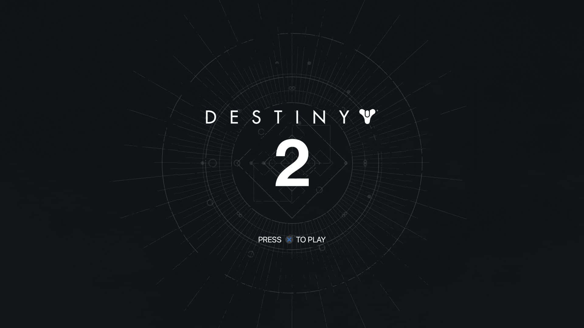2 桌布 壁紙 — Destiny 2 的黑暗未來風格遊戲標題畫面，帶有發光白色文字和幾何HUD元素。