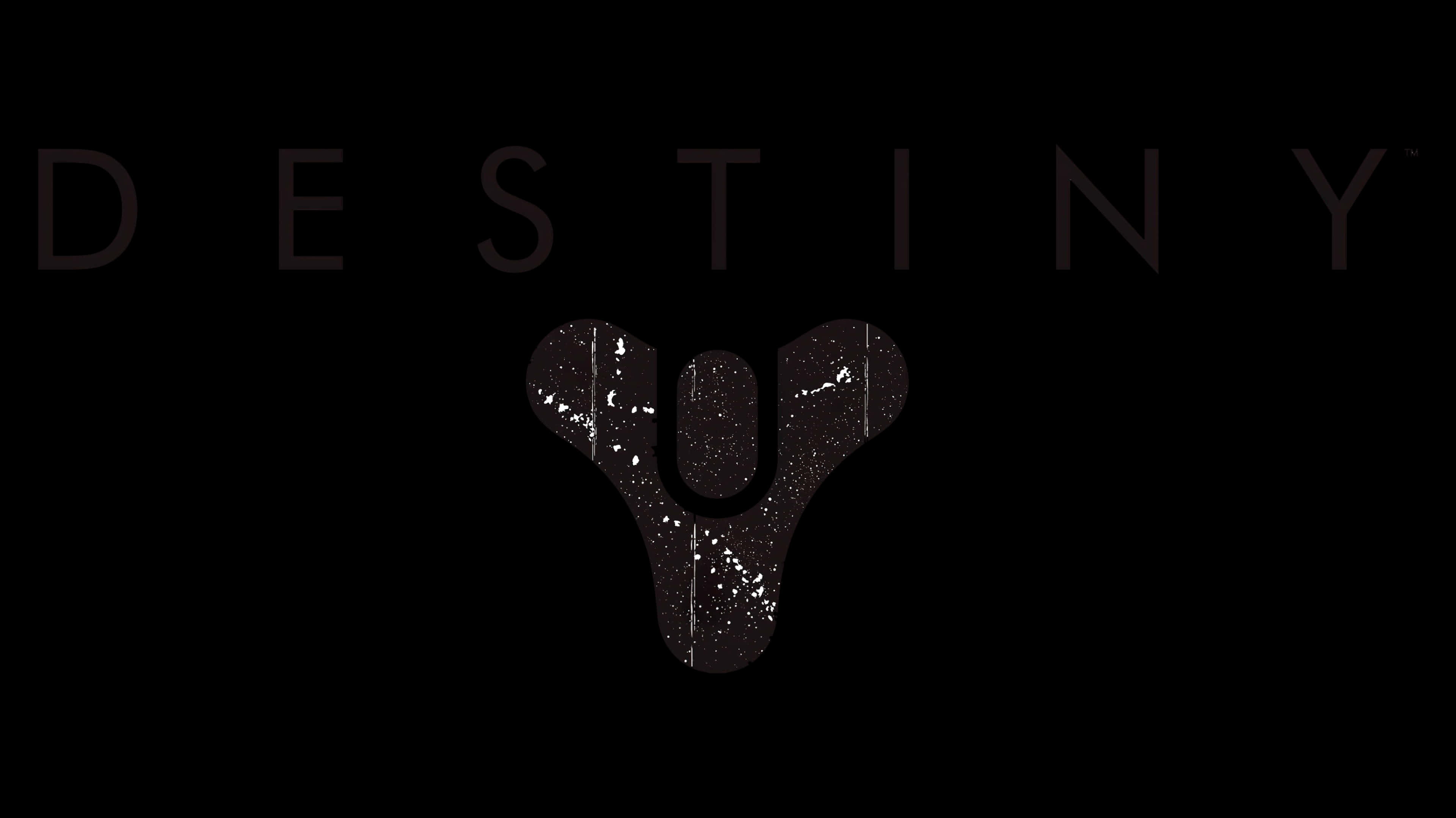 桌布 壁紙 — Destiny 標誌在黑色背景上微弱發光，帶有磨損紋理和散落的白色斑點。