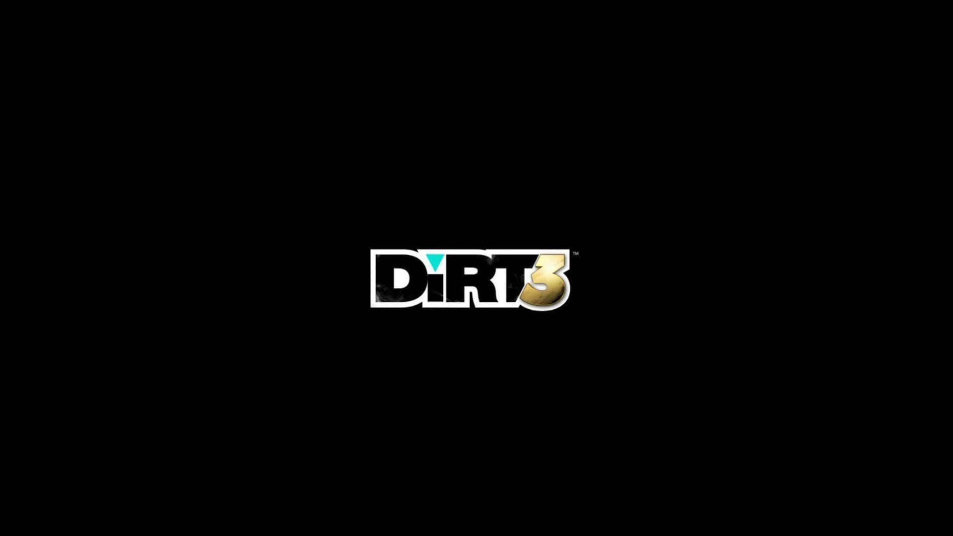 1080p Dirt 3 桌布 壁紙 — Dirt 3 標誌居中於黑色背景上，帶有粗體白色和金色字體。