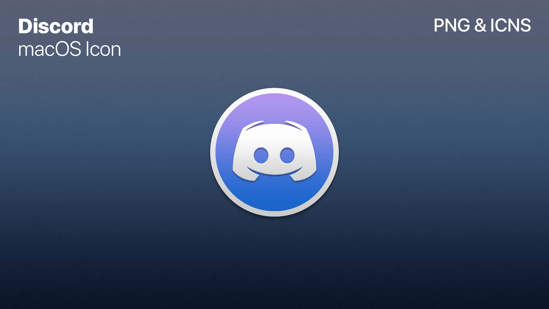 Mac OS 桌布 壁紙 — Discord 應用程式圖示置中於漸變藍色背景上，並附有文字標示其為 macOS 圖示。