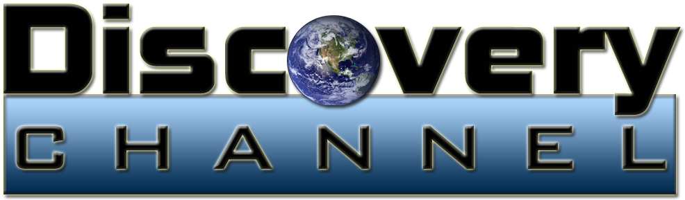 標誌 桌布 壁紙 — Discovery Channel 標誌，地球儀嵌入在「Discovery」一詞中，背景為藍色漸變。